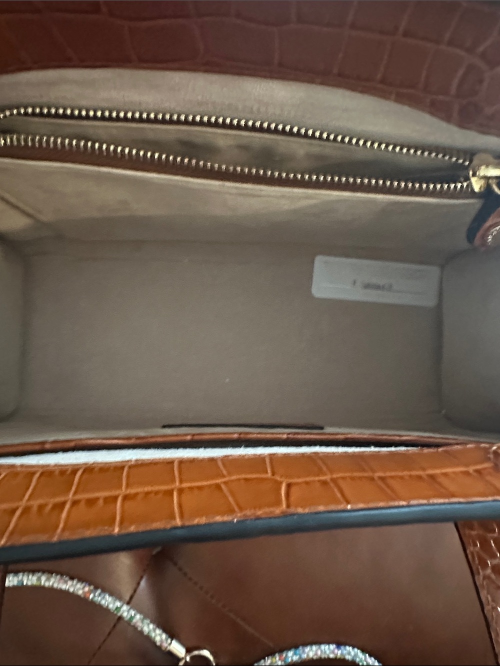 Strathberry Cognac Croc-Embossed Top-Handle Bag - Picture 10 of 10